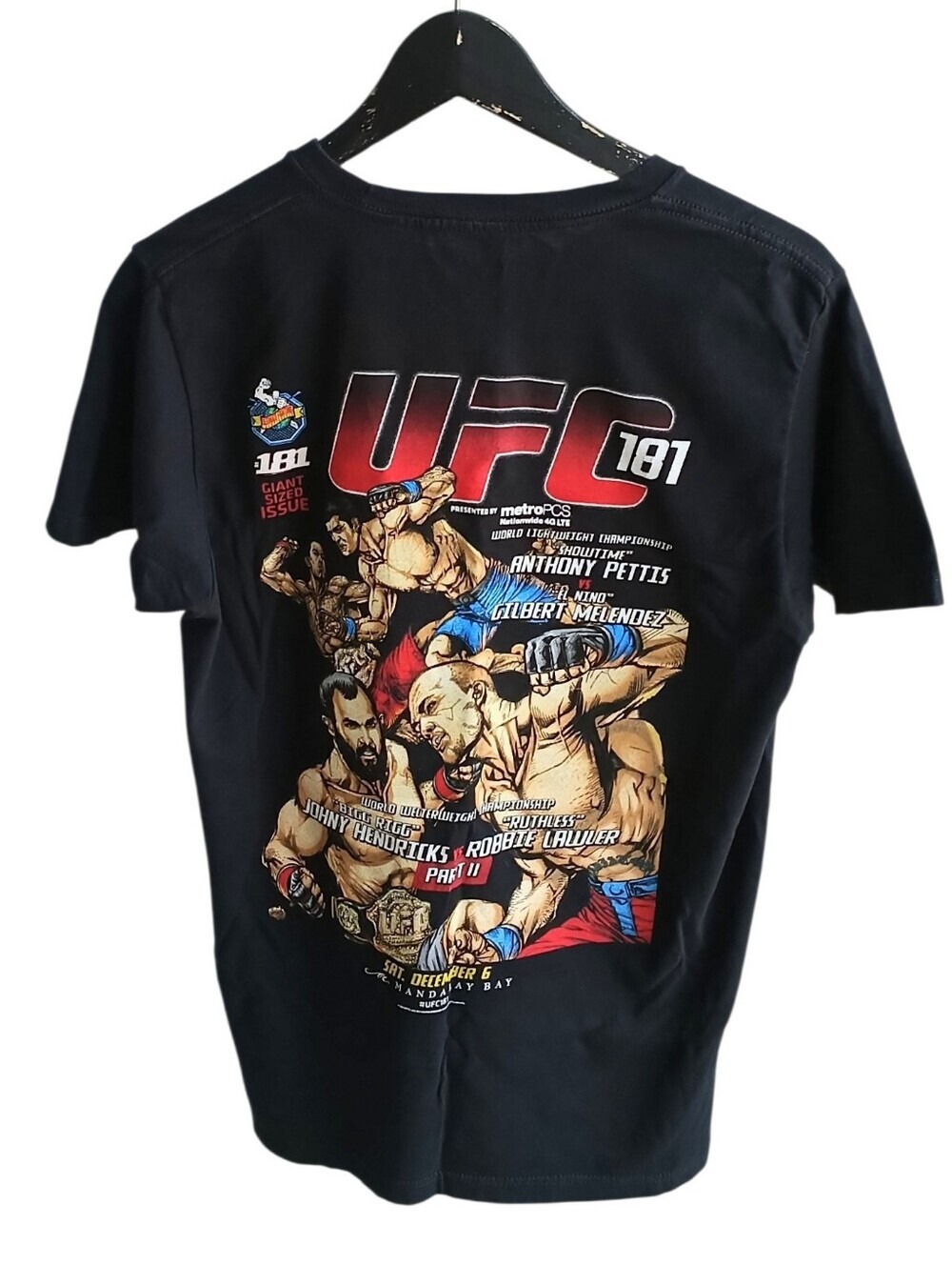 UFC 181 Shirt Mens M Black DC Comics Graphic Tee Hendricks Lawler Pettis 2014